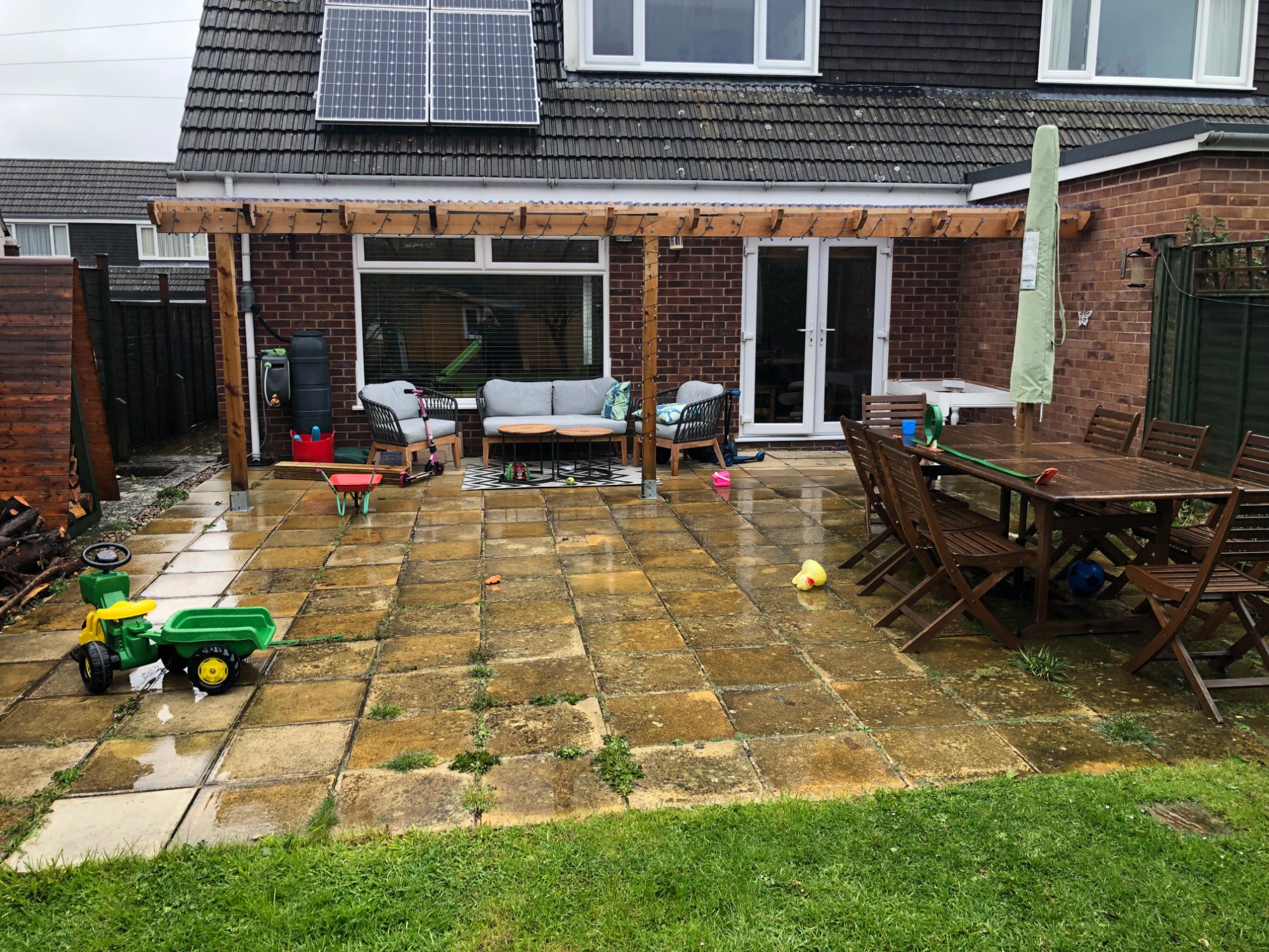 free stock image photo wet patio dirty rain garden family house