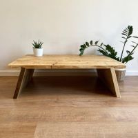 Rustic reclaimed wood coffee table - splayed legs