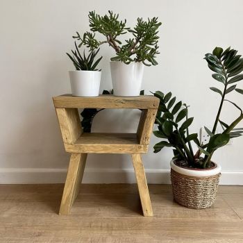 Rustic reclaimed wood bedside table / plant stand