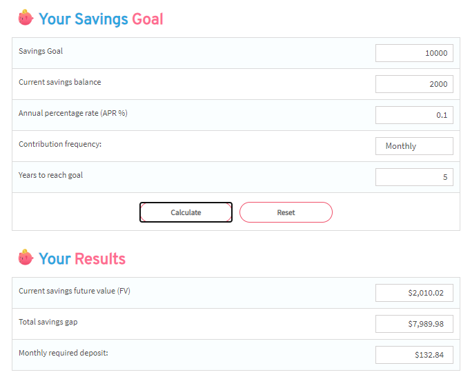 savings goal calculator