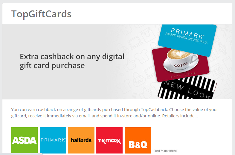 Get cashback in-store with TopGiftCards