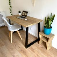 Rustic reclaimed wood desk - industrial trapezium legs