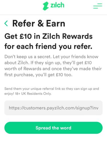 zilch free money offer UK