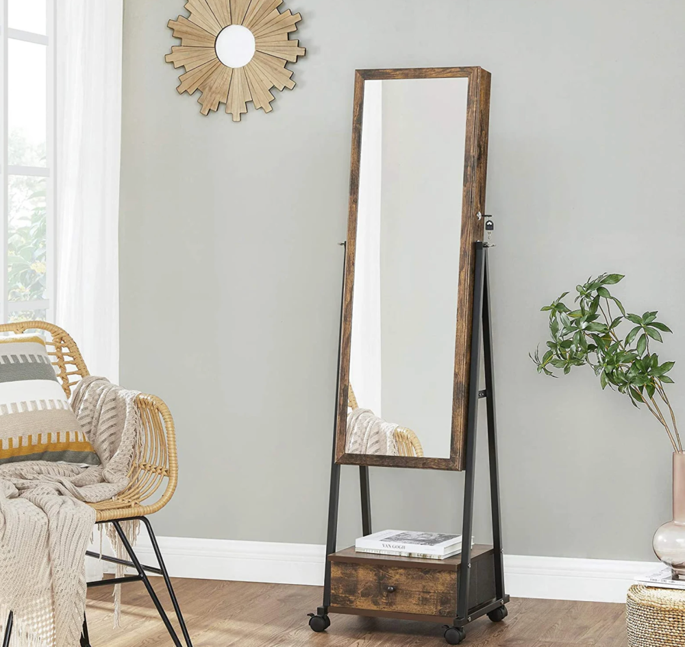 full length industrial mirror rustic