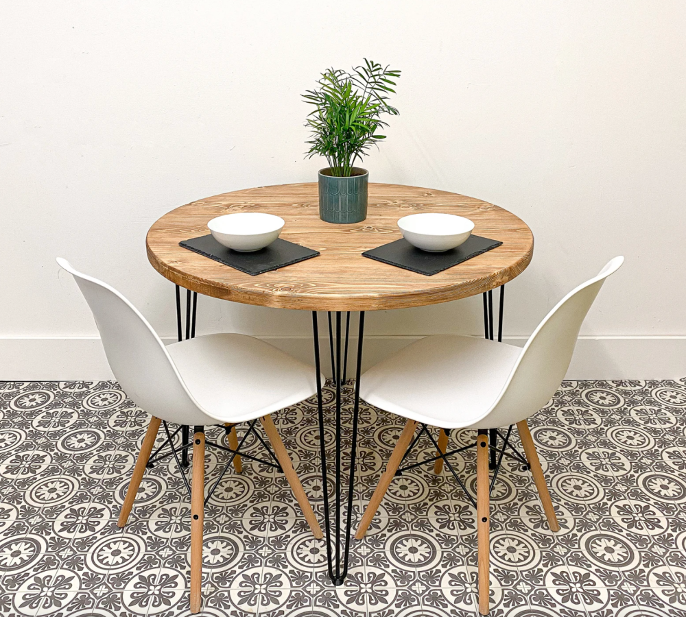 Round rustic dining table