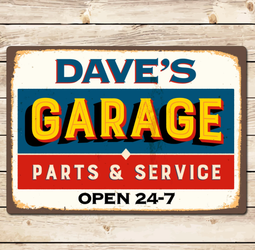 personalised metal garage sign