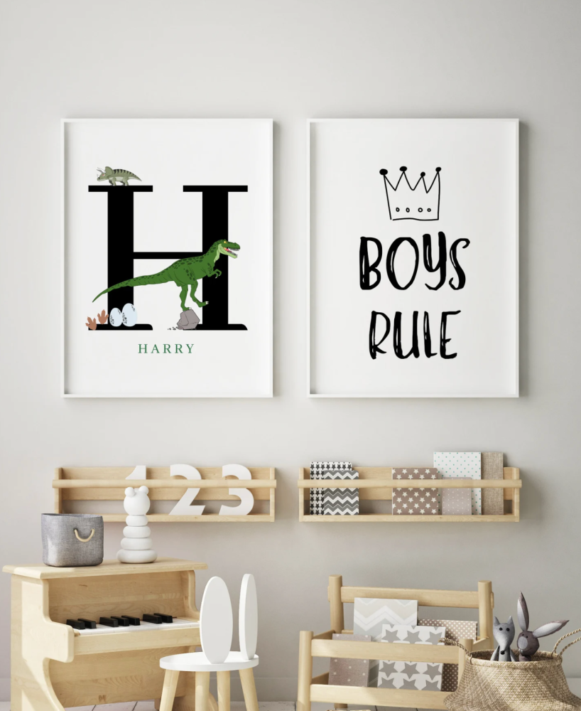 dinosaur initial print boys