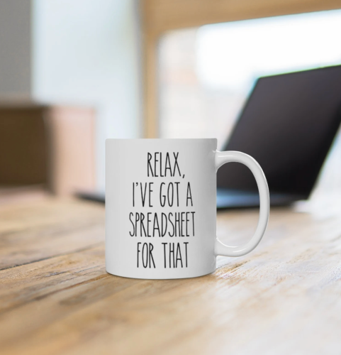 spreadsheet lover mug