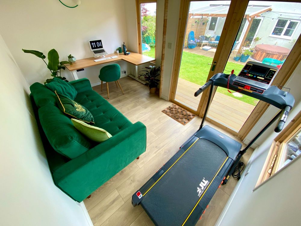 garden office interior flexispot desk