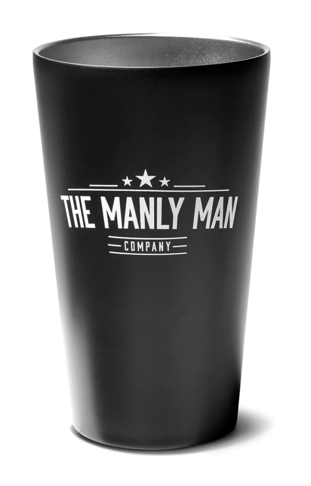 the manly man company steel black pint glass