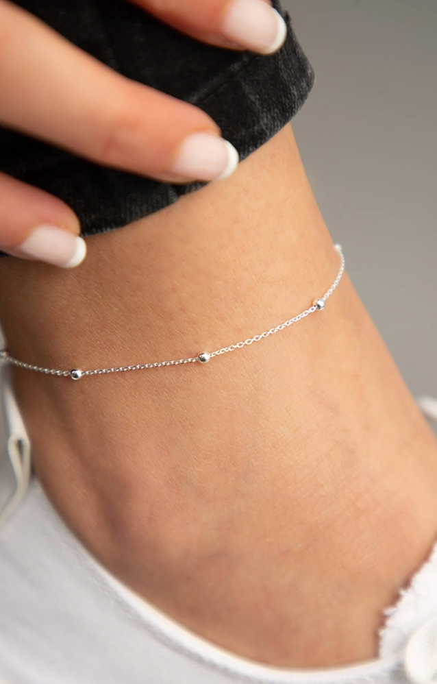 minimal silver anklet