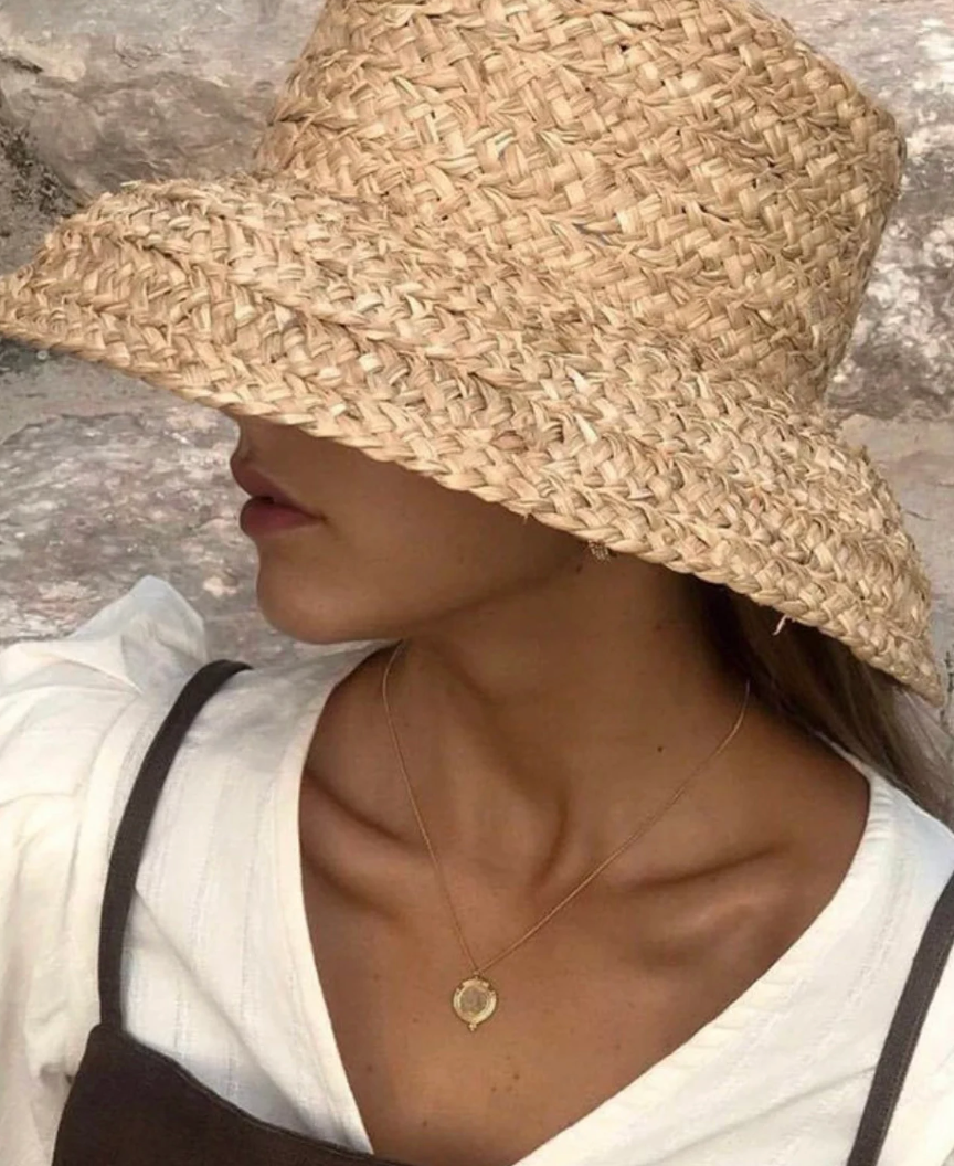 raffia wide brim hat