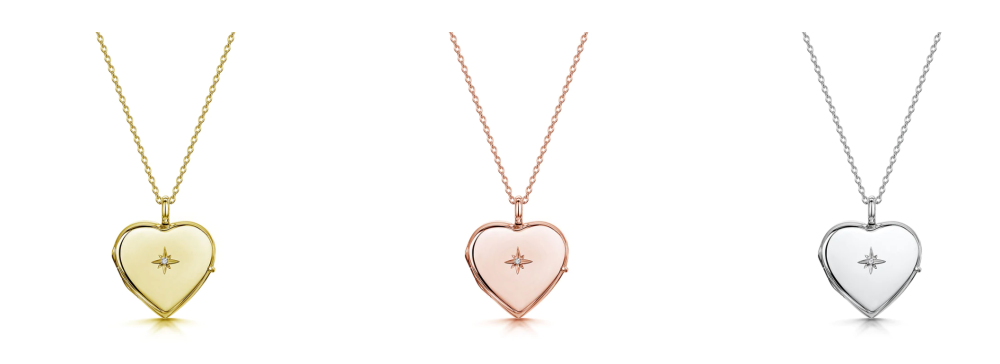 Heart shaped lockets in gold and silver