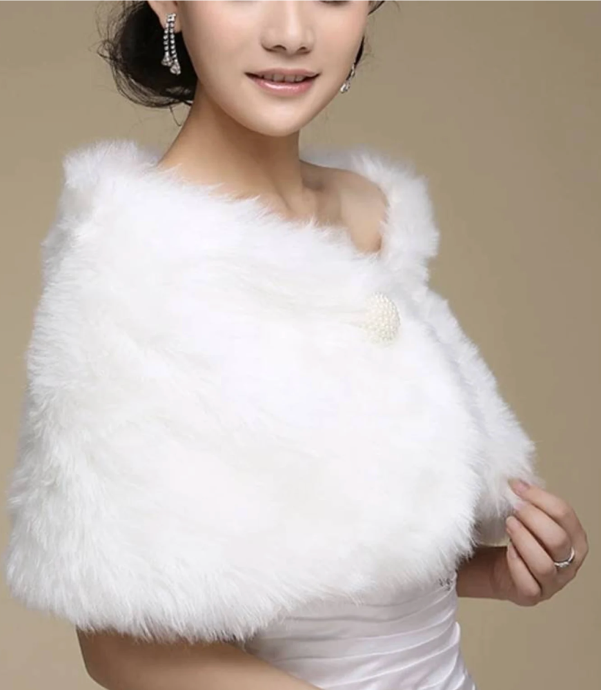 faux fur bridal shawl