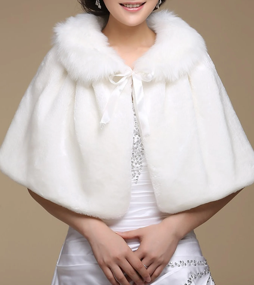 winter bridal poncho faux fur
