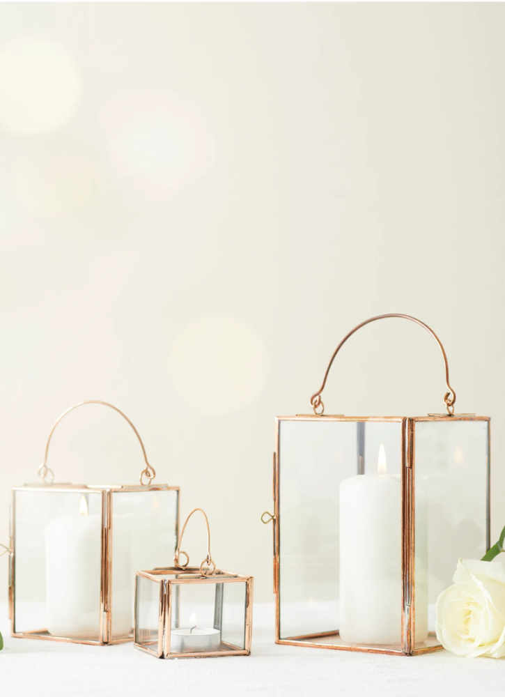 large copper lantern wedding decor