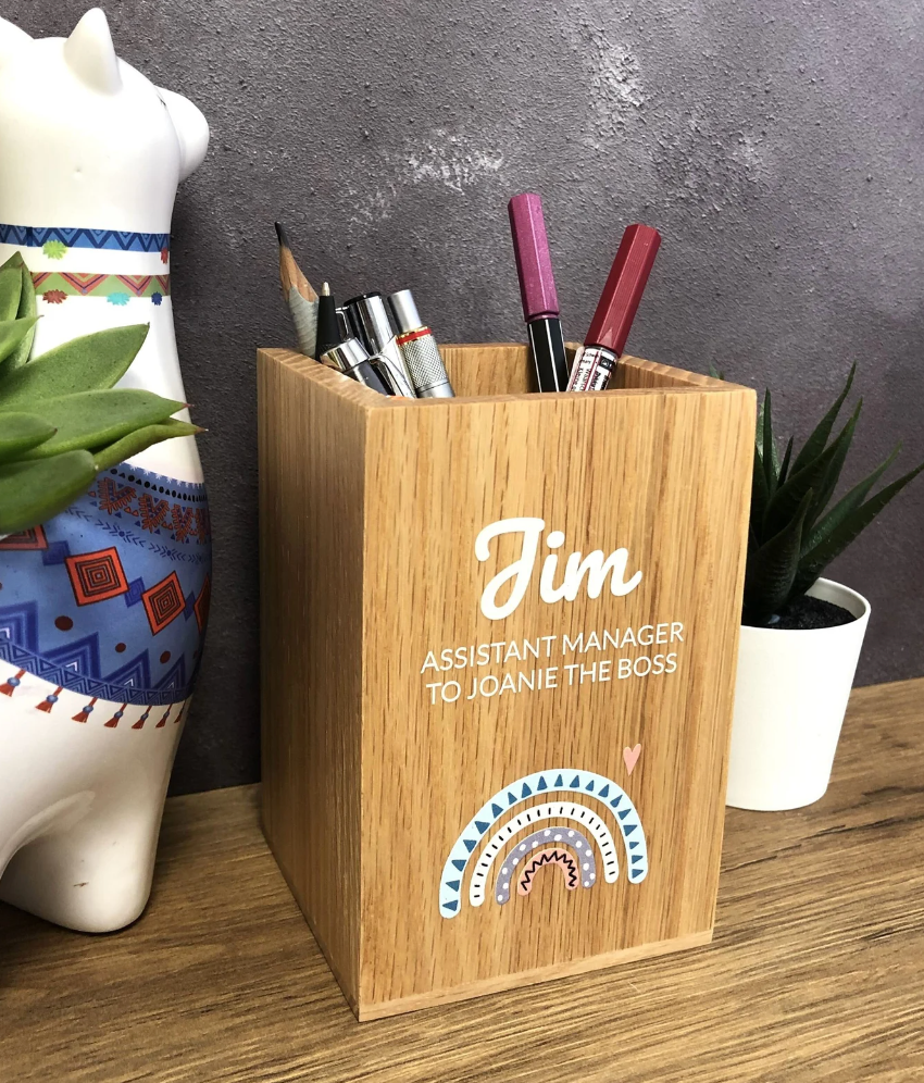 personalised pen pot wooden