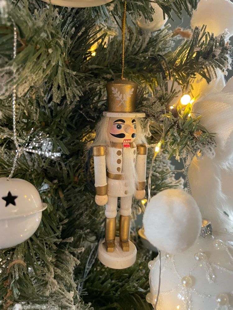 Very Christmas Tree Decorations White Nutcracker Wooden