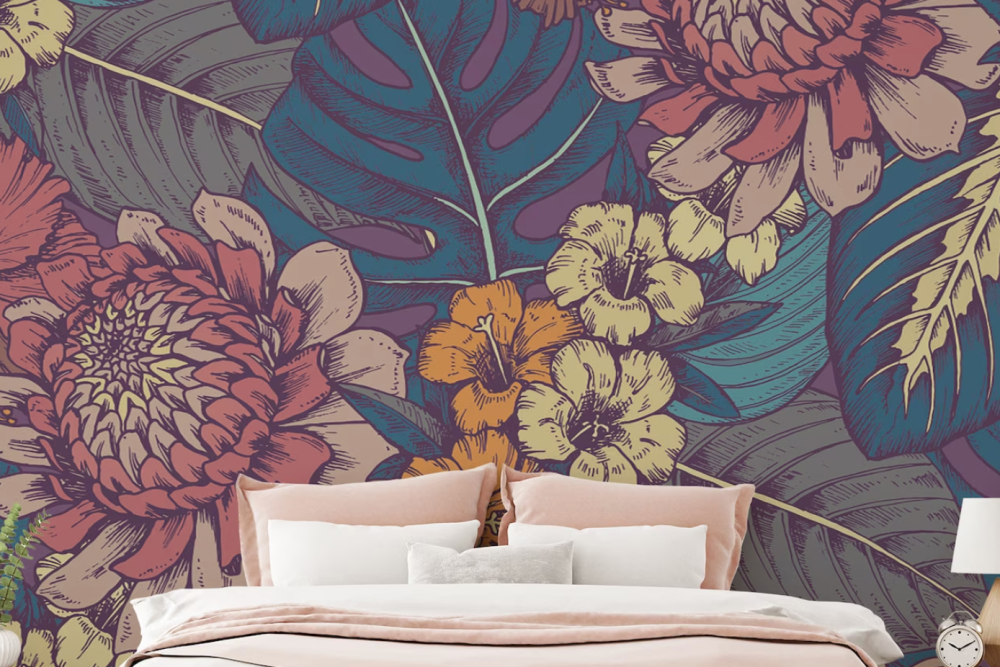 Bold bedroom wallpaper