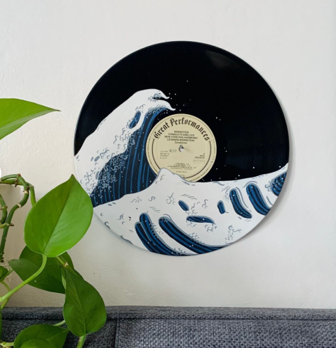 vinyl record painted wall art