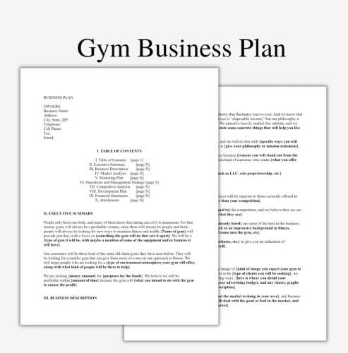 downloadable gym business plan