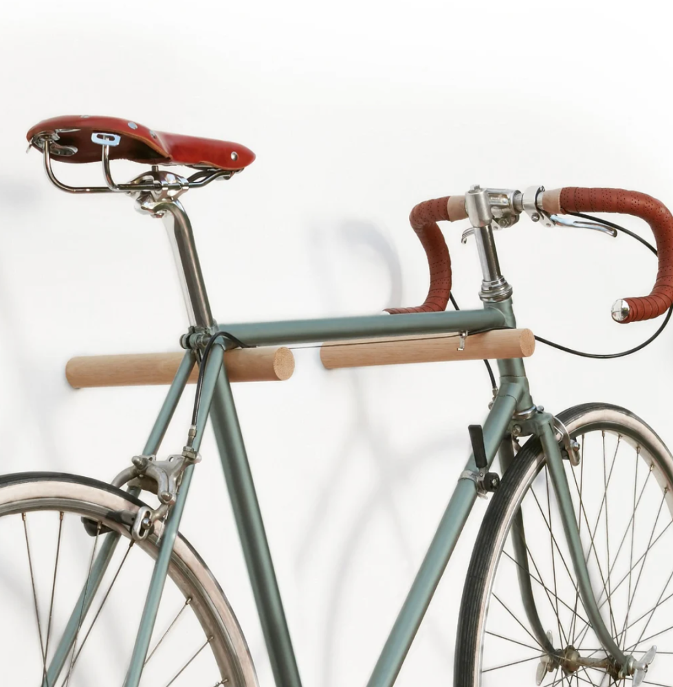wooden wall bike hooks