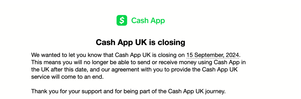 cash app closing uk