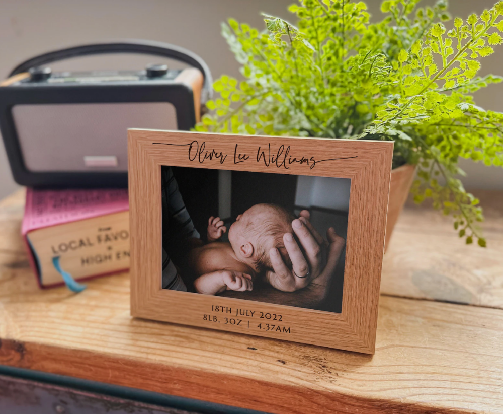 Personalised baby photo frame from Etsy
