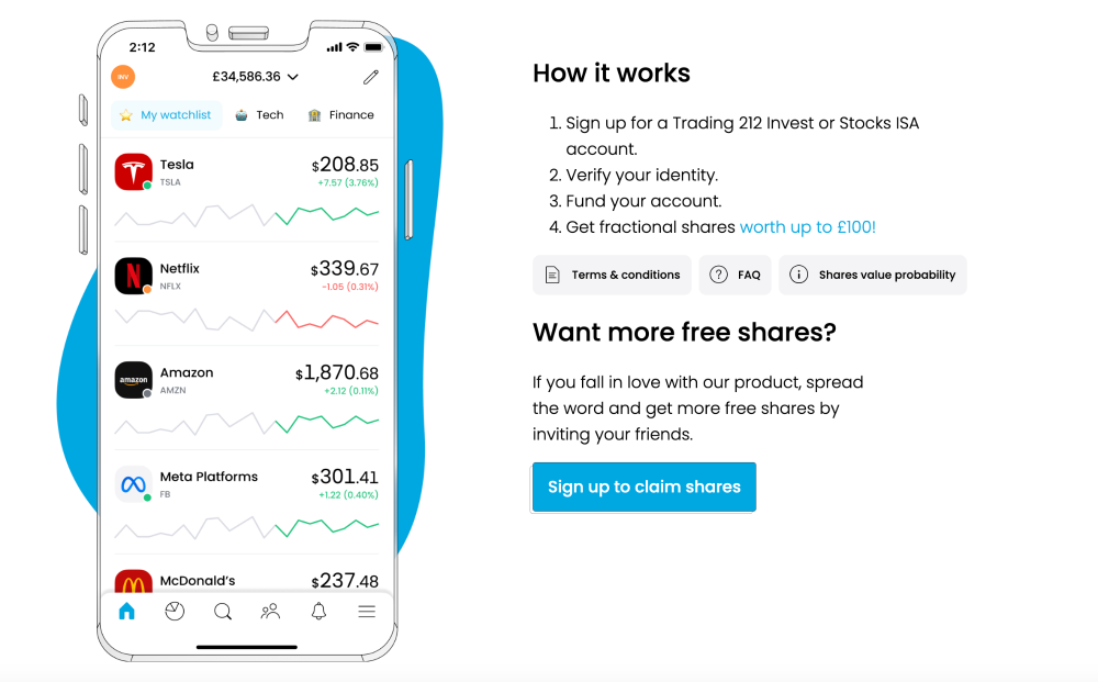 trading 212 free shares offer