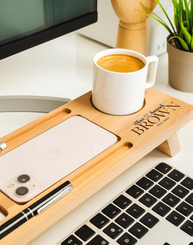 Personalised Wood Desk Organiser Set