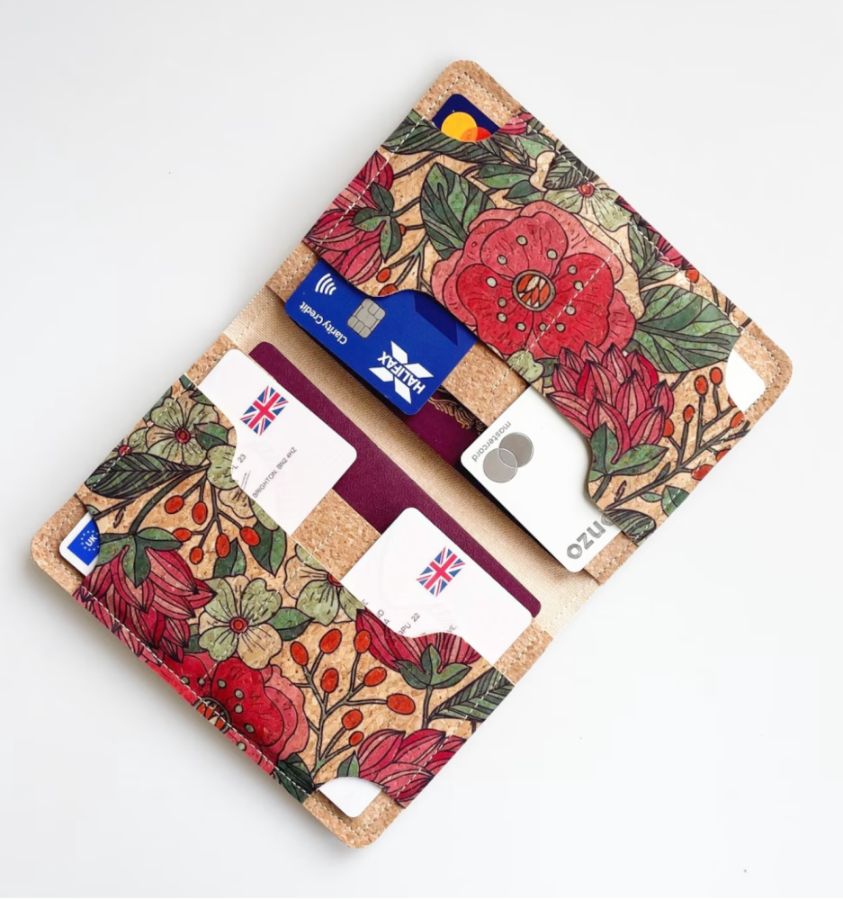 Gorgeous flower print cork passport and card holder from Etsy