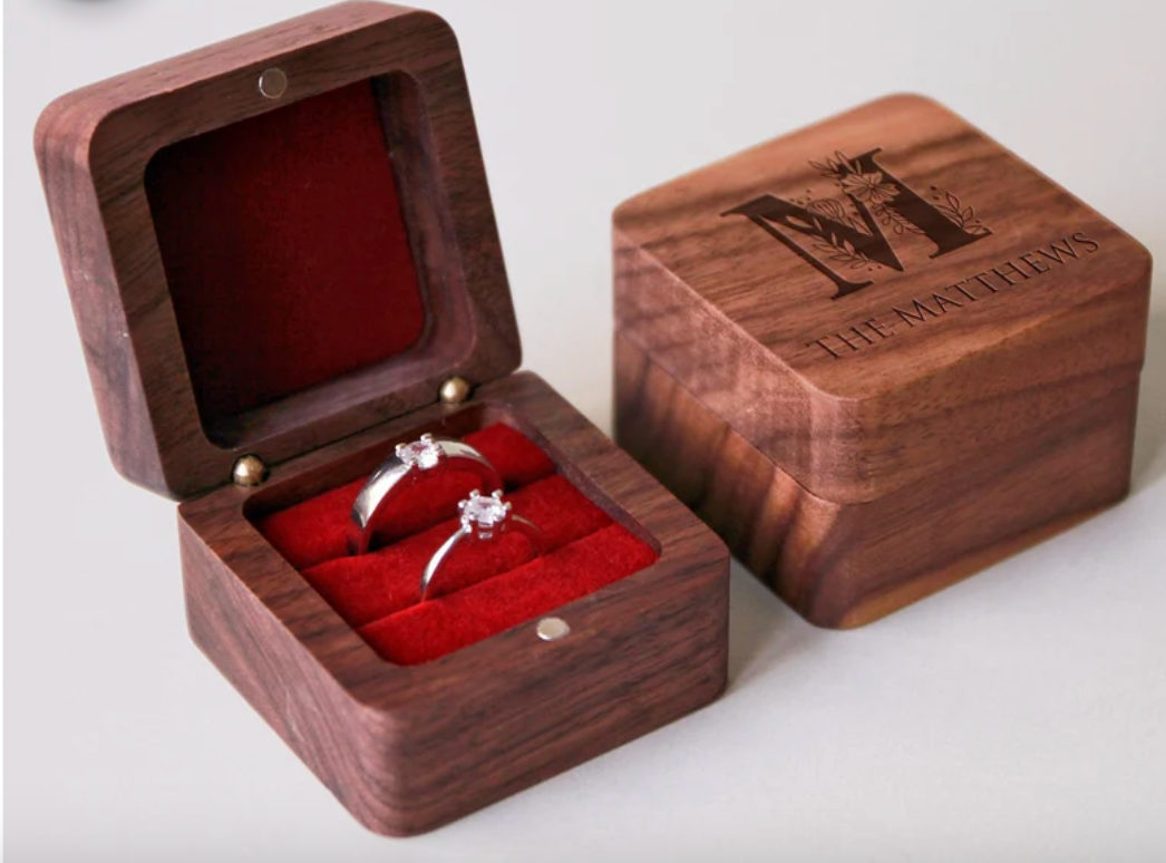 custom wooden ring box wedding ceremony