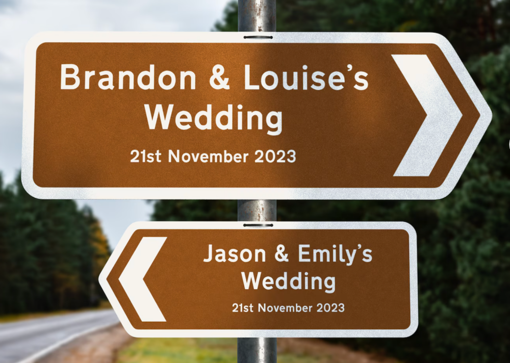 metal wedding sign personalised