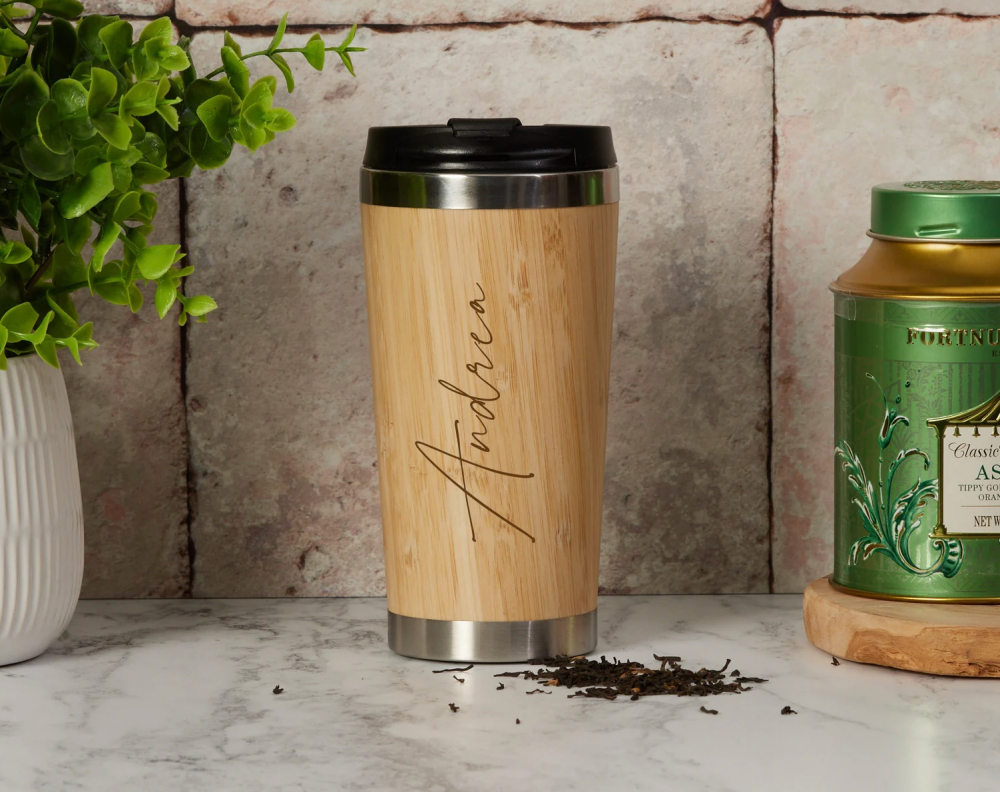 Personalised Bamboo Insulated Travel Mug Gift