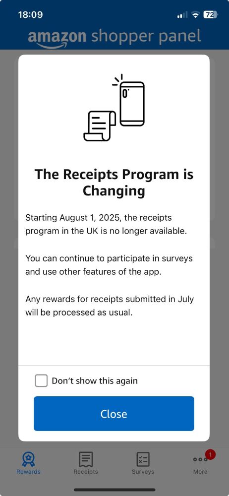 amazon shopper panel closing for receipt snapping