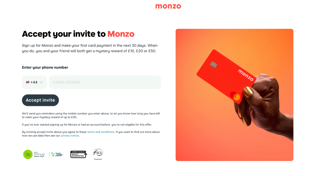 monzo free 50 cash
