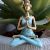 Yoga Lady Figure -  Bronze & Turqoise Colour - 24cm