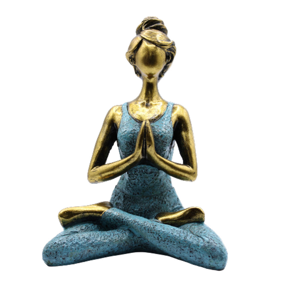 Yoga Lady Figure -  Bronze & Turqoise Colour - 24cm