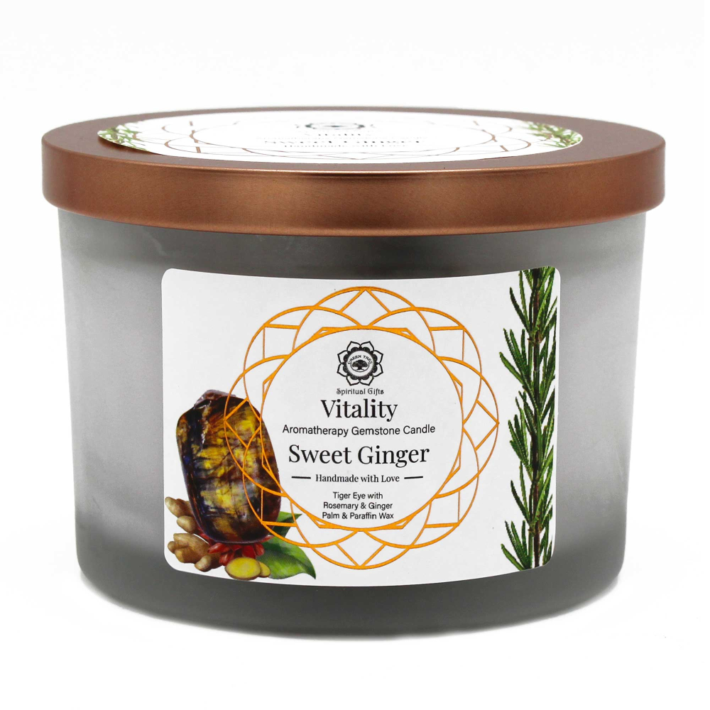Sweet Ginger and Tiger Eye Gemstone Candle - Viality