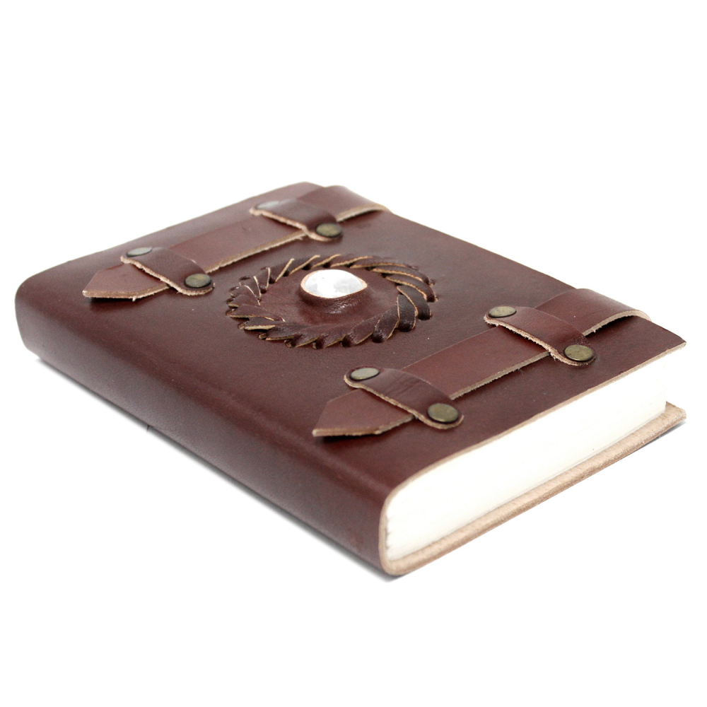 Leather Moonstone with Belts Notebook (6x4")