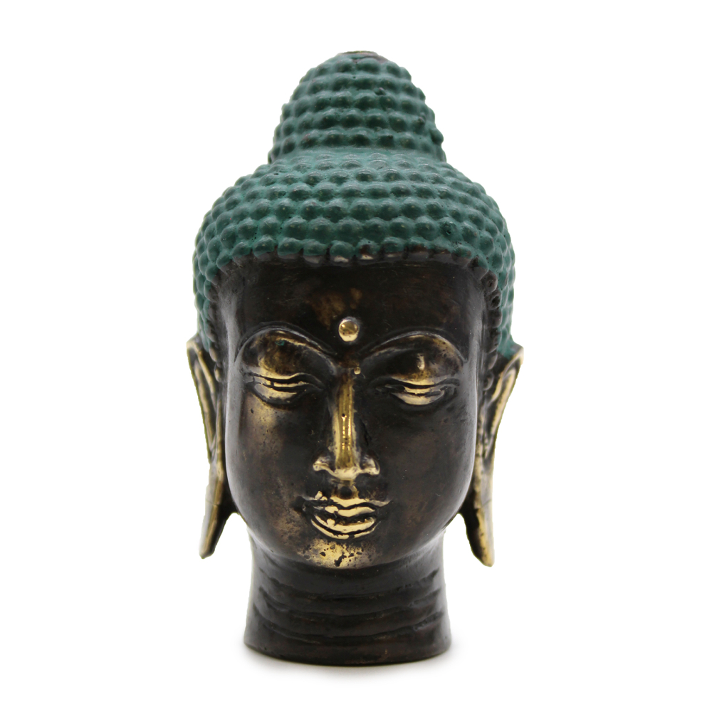 Small Antique Brass Buddha Head