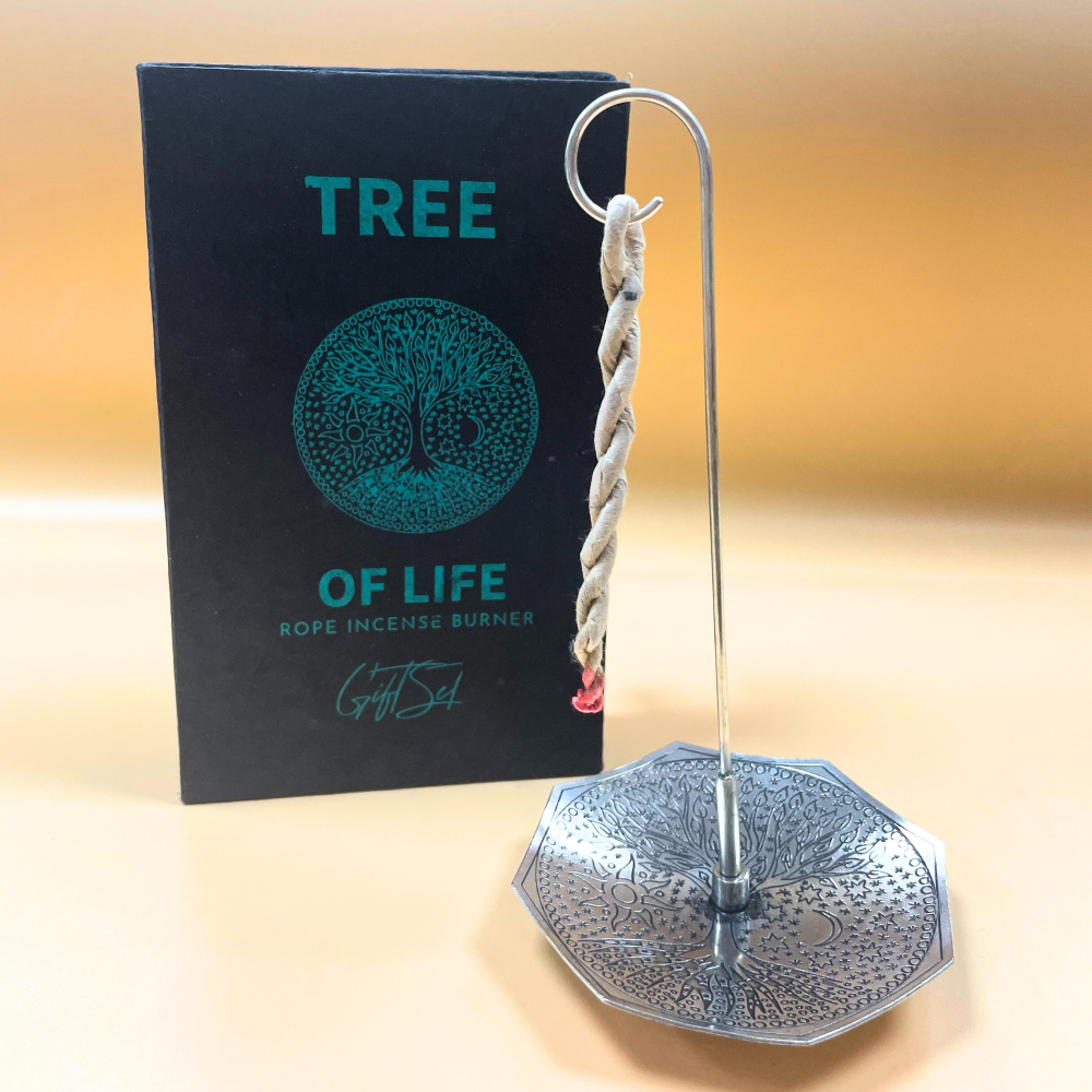 Rope Incense and Silver Plated Holder Set - Tree of Life