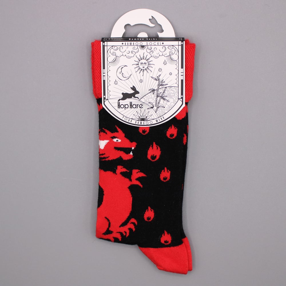 Hop Hare Bamboo Socks S/M - Red Dragons