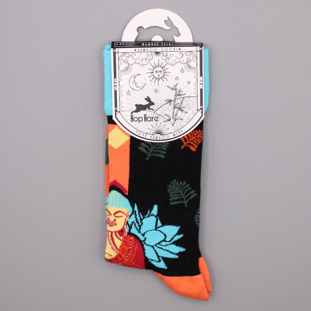 Hop Hare Bamboo Socks S/M - Blue Buddha & Lotus