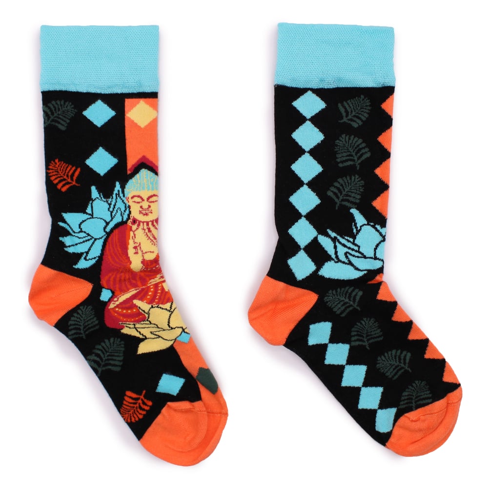 Hop Hare Bamboo Socks S/M - Blue Buddha & Lotus