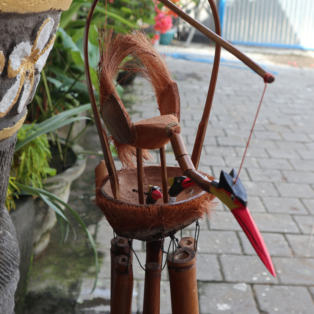 Bamboo Windchime - Natural finish - Mother & Chicks