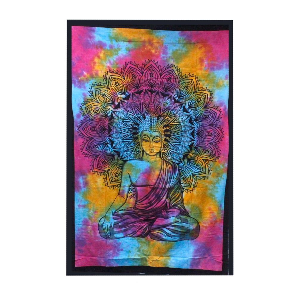 Single Cotton Bedspread + Wall Hanging - Peaceful Buddha