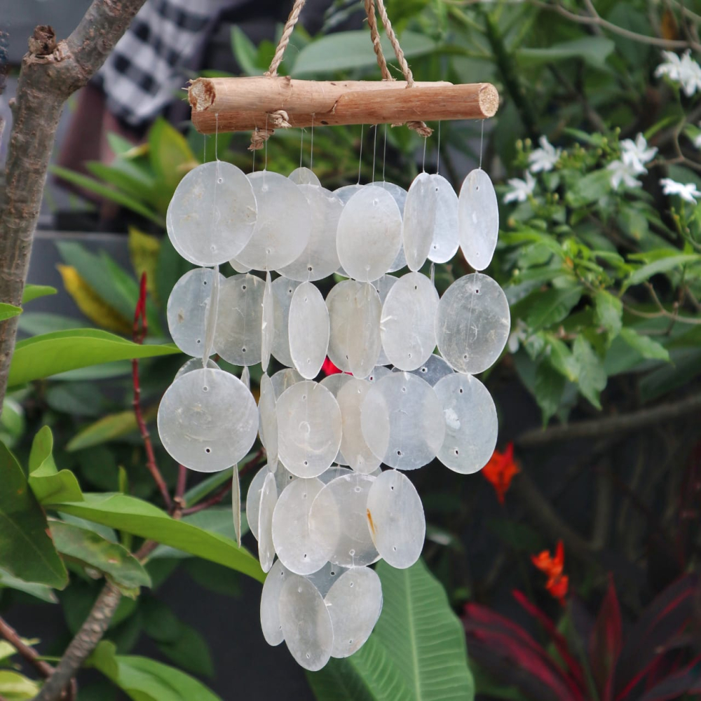 Pearl Effect & Driftwood Cross Chime