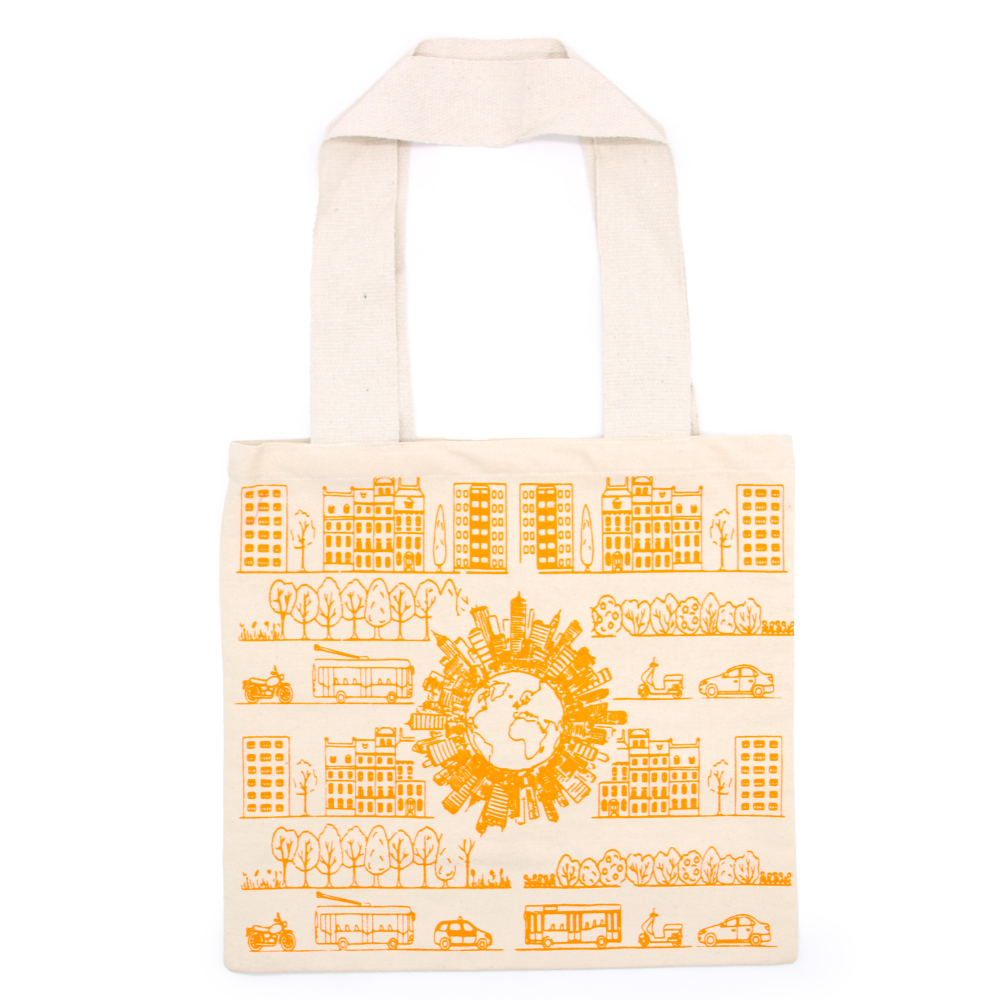 Big Cotton Shopping Bag - 38x42cm - City Life - 10oz