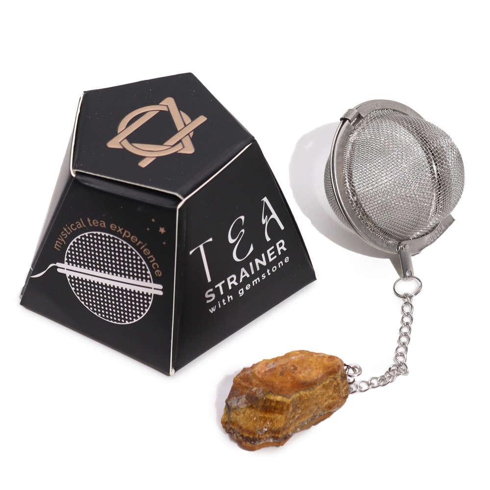 Raw Crystal Gemstone Tea Strainer - Gold Tigers Eye